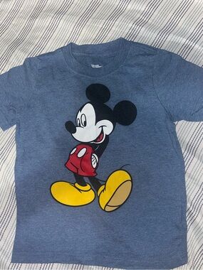 Disney Blue Mickey Mouse Graphic Tee with Yellow Shoes